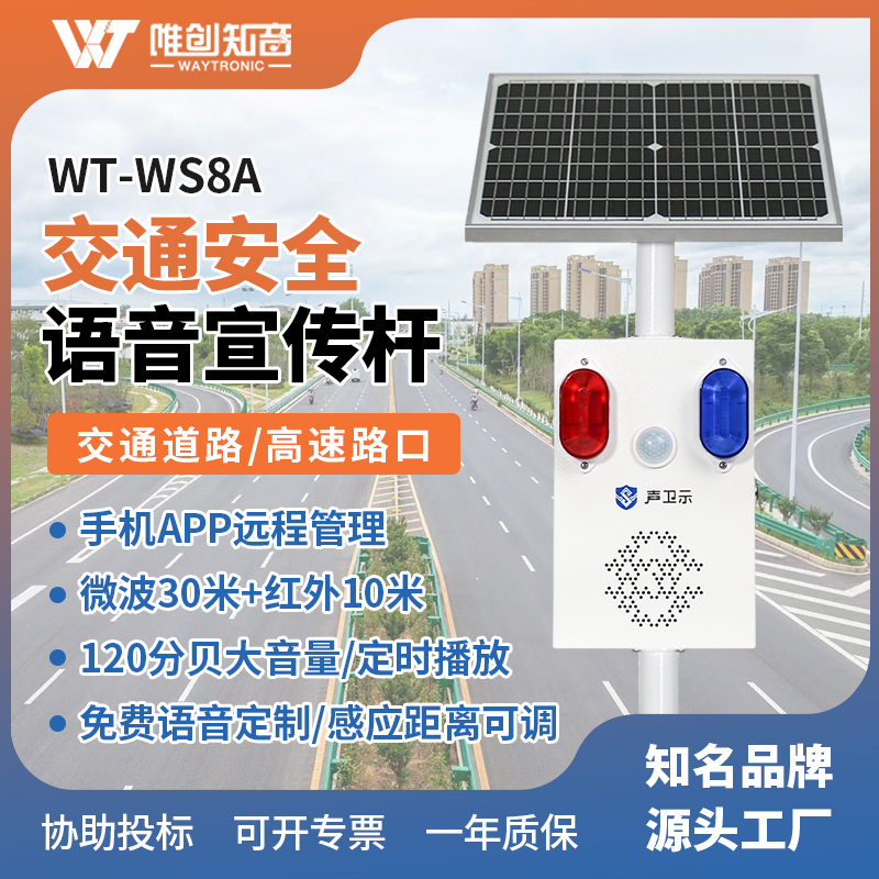 <b>WT-WS8A交通安全太阳能语音宣传杆</b>