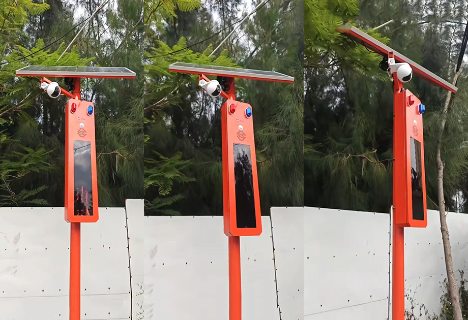 WT-W26太阳能语音宣传杆用在福建泉州某生态站森林防火安防预警